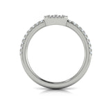 14 KT White Gold Diamond Halo with Diamond Baguettes Ring 