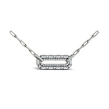 14 KT White Gold Diamond Baguette Double Row Link Necklace