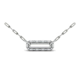 14 KT White Gold Diamond Baguette Double Row Link Necklace