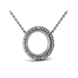 14 KT White Gold Diamond Baguette Double Open Circle Pendant Necklace 