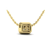 14 KT Yellow Gold Diamond Baguette Halo Pendant Necklace
