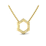 14 KT Yellow Gold Diamond Baguette Open Honeycomb Pendant Necklace