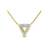 14 KT Yellow Gold Diamond Baguette Double Trinity Necklace