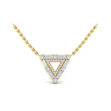 14 KT Yellow Gold Diamond Baguette Double Trinity Necklace