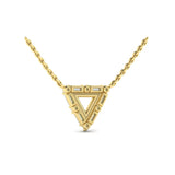 14 KT Yellow Gold Diamond Baguette Double Trinity Necklace