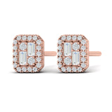 14 KT Rose Gold Diamond Baguette Stud Earrings
