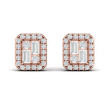14 KT Rose Gold Diamond Baguette Stud Earrings