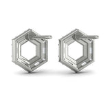 14 KT White Gold Diamond Baguette Double Row Open Honeycomb Stud Earrings