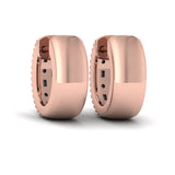 14 KT Rose Gold Diamond Baguette Multi Row Huggie Earrings 