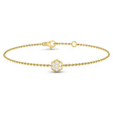 14 KT Yellow Gold Diamond Cluster Single Honeycomb Bracelet