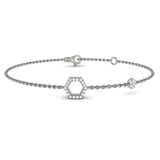 14 KT White Gold Diamond Double Open Honeycomb Bracelet