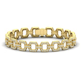 14 KT Yellow Gold Diamond Open Honeycomb Link Bracelet