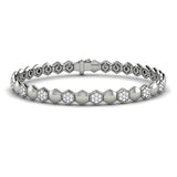 14 KT White Gold Diamond Cluster Honeycomb Bracelet