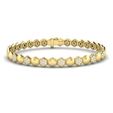 14 KT Yellow Gold Diamond Cluster Honeycomb Bracelet