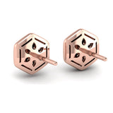 14 KT Rose Gold Diamond Cluster Honeycomb Stud Earrings
