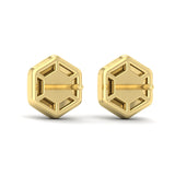 14 KT Yellow Gold Diamond Cluster Honeycomb Stud Earrings