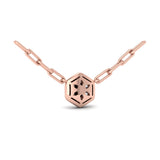 14 KT Rose Gold Diamond Cluster Single Honeycomb Link Necklace