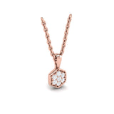 14 KT Rose Gold Diamond Cluster Honeycomb Pendant Necklace