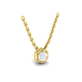 14 KT Yellow Gold Single Diamond Honeycomb Pendant Necklace