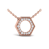14 KT Rose Gold Diamond Open Honeycomb Pendant Necklace