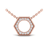 14 KT Rose Gold Diamond Open Honeycomb Pendant Necklace