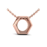 14 KT Rose Gold Diamond Open Honeycomb Pendant Necklace