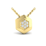 14 KT Yellow Gold Diamond Honeycomb Pendant