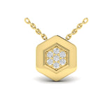 14 KT Yellow Gold Diamond Honeycomb Pendant
