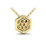 14 KT Yellow Gold Diamond Honeycomb Pendant