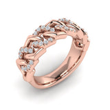 14 KT Rose Gold Diamond Interlaced Open Honeycomb Link Ring