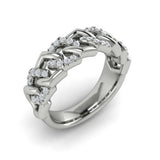 14 KT White Gold Diamond Interlaced Open Honeycomb Link Ring