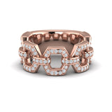 14 KT Rose Gold Diamond Link Ring