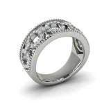 14 KT White Gold Diamond Open Honeycomb Link Ring