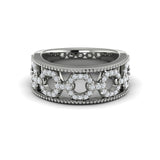 14 KT White Gold Diamond Open Honeycomb Link Ring