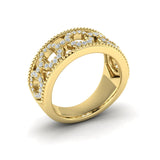 14 KT Yellow Gold Diamond Open Honeycomb Link Ring