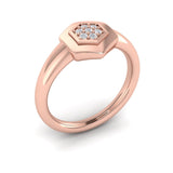 14 KT Rose Gold Diamond Cluster Single Honeycomb Ring