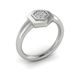 14 KT White Gold Diamond Cluster Single Honeycomb Ring