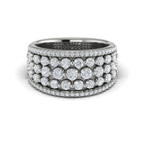 14 KT White Gold Diamond Multi-Row Statement Ring