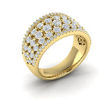 14 KT Yellow Gold Diamond Multi-Row Statement Ring