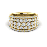 14 KT Yellow Gold Diamond Multi-Row Statement Ring