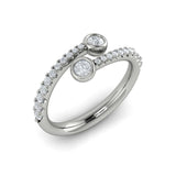 14 KT White Gold Diamond Double Wrap Ring