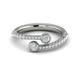 14 KT White Gold Diamond Double Wrap Ring
