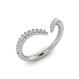 14 KT White Gold Diamond Open Chevron Ring