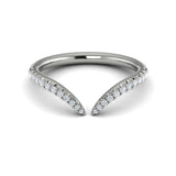 14 KT White Gold Diamond Open Chevron Ring
