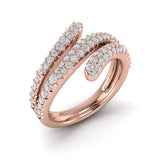 14 KT Rose Gold Double Diamond Three Row Wrap Ring