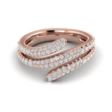 14 KT Rose Gold Double Diamond Three Row Wrap Ring
