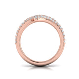 14 KT Rose Gold Double Diamond Three Row Wrap Ring