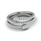 14 KT White Gold Diamond Three Row Oval Diamond Wrap Ring