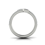 14 KT White Gold Diamond Three Row Diamond Baguette Wrap Ring