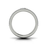 14 KT White Gold Diamond Open Three Row and Oval Centerstone  Ring 